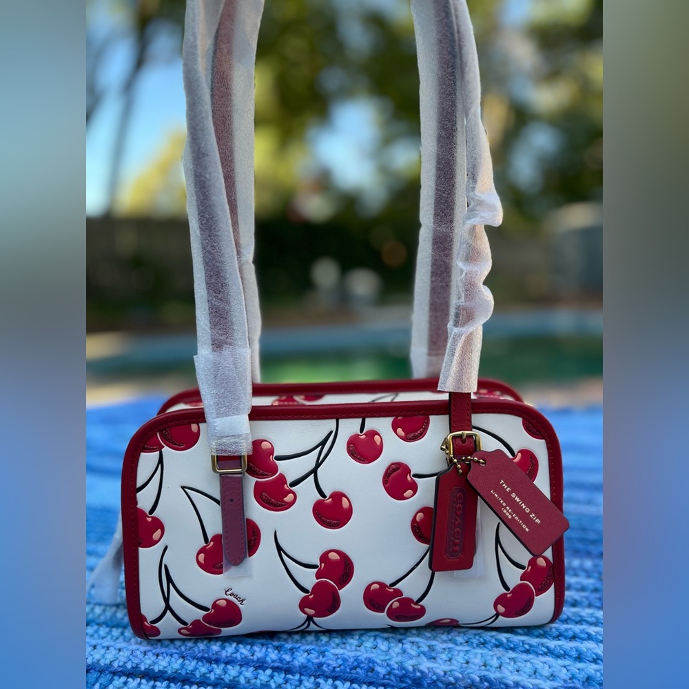 Coach Swing Zip Bag With Cherry Print